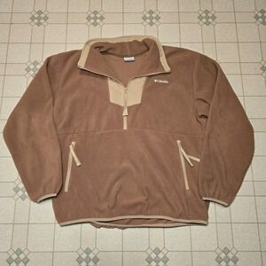 Columbia Sequoia Grove 1/2-Zip Fleece Pullover Women's XL Kahki Brown Cream EUC